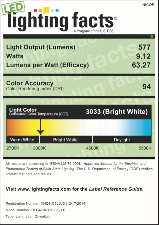 NICOR DLG4-10-120-3K-WH Lighting Facts